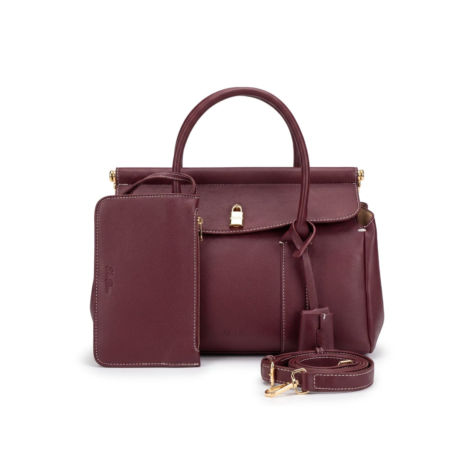 Loro Piana Loom Luxury Women's Bag Leather Goods Loom – Length 21 cm, Width 32 cm L32 Burgundy - 1