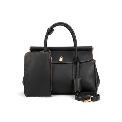 Loro Piana Loom Luxury Women's Bag Leather Goods Loom – Length 21 cm, Width 32 cm L32 Black