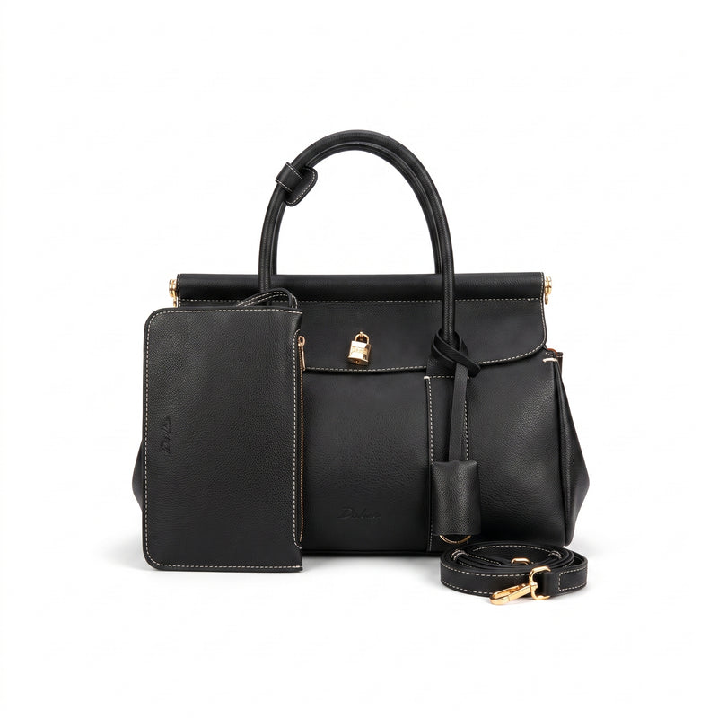 Loro Piana Loom Luxury Women's Bag Leather Goods Loom – Length 21 cm, Width 32 cm L32 Black - 1