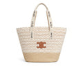 Celine Raffia Tote Bag With Calfskin Leather Trim Woman CEL 213 Beige - 1