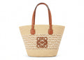Loewe Raffia Tote Bag With Calfskin Leather Trim Woman LOW 230 Beige - 1