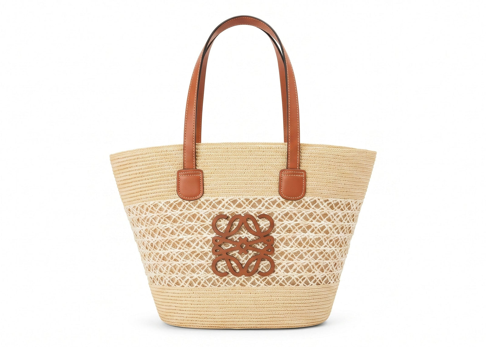 Loewe Raffia Tote Bag With Calfskin Leather Trim Woman LOW 230 Beige - 1