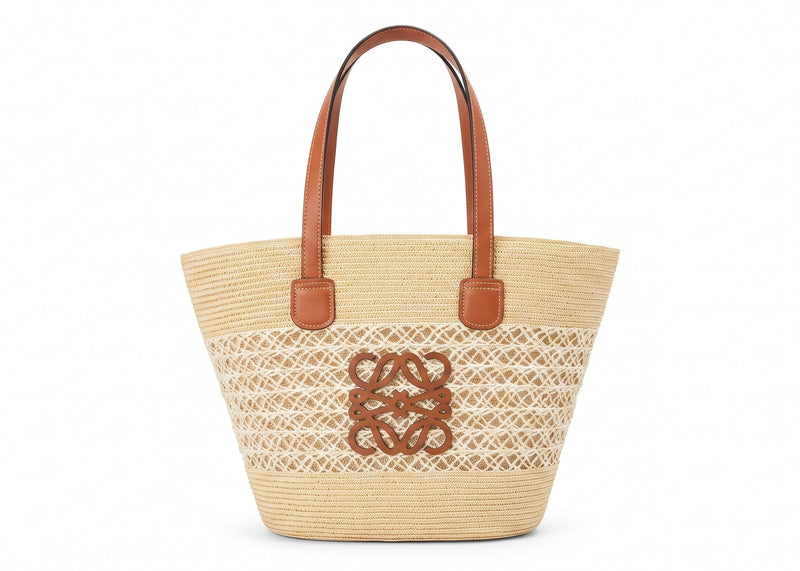 Loewe Raffia Tote Bag With Calfskin Leather Trim Woman LOW 230 Beige - 1
