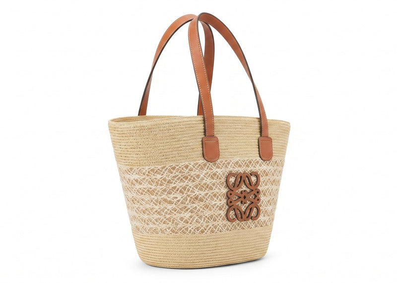 Loewe Raffia Tote Bag With Calfskin Leather Trim Woman LOW 230 Beige - 2