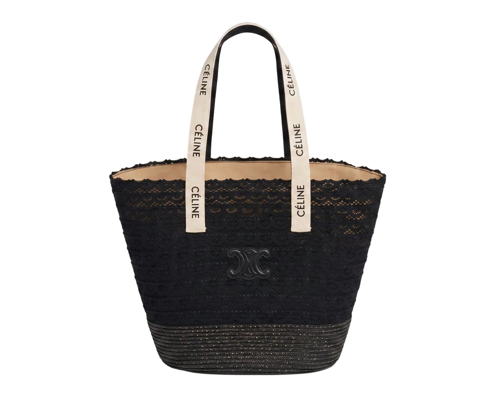 Celine Raffia Tote Bag With Calfskin Leather Trim Woman CEL 213 Black - 1
