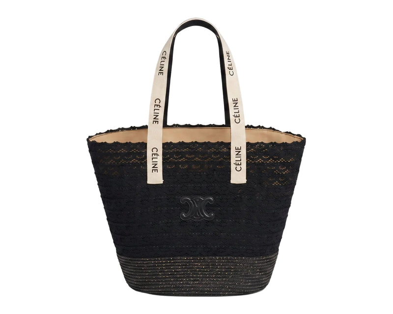 Celine Raffia Tote Bag With Calfskin Leather Trim Woman CEL 213 Black - 1