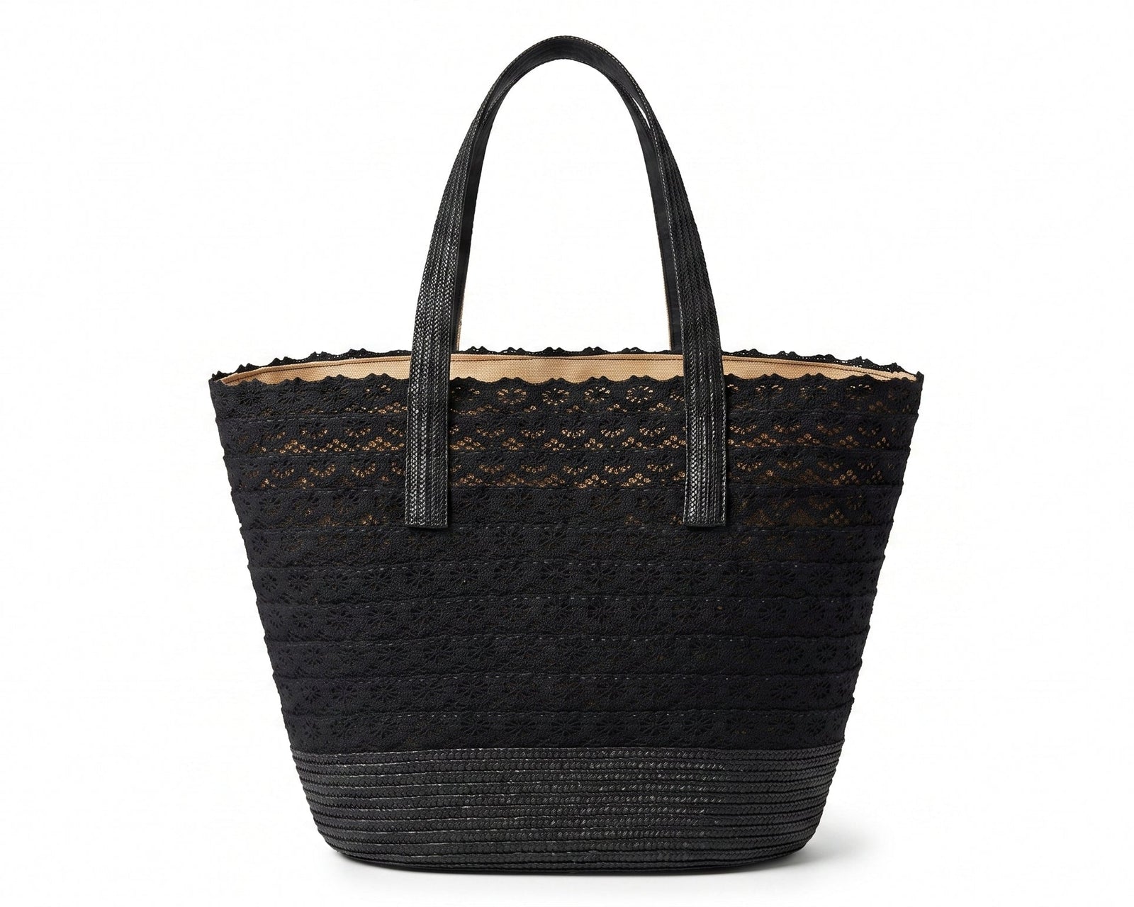Celine Raffia Tote Bag With Calfskin Leather Trim Woman CEL 213 Black - 3