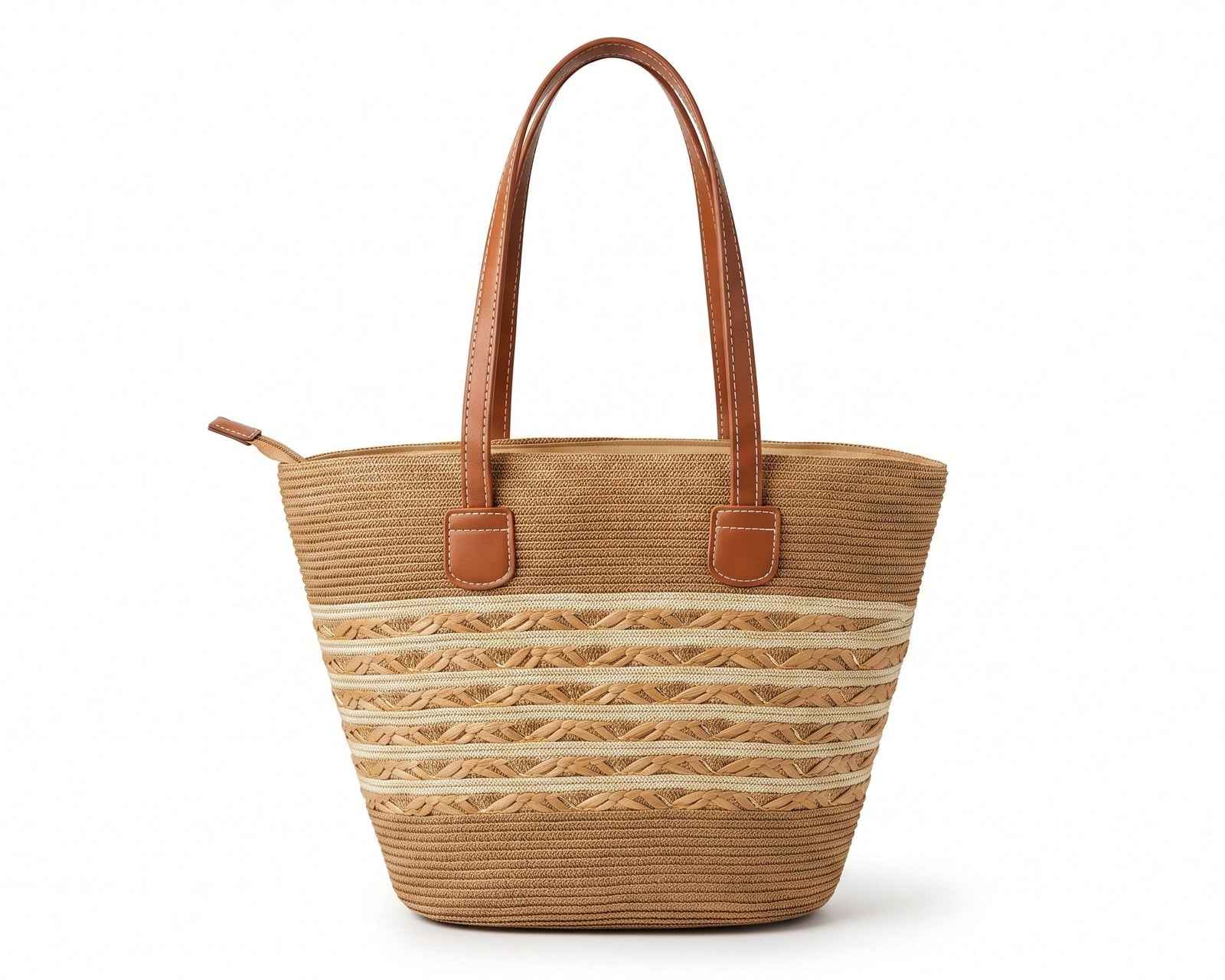 Loewe Raffia Tote Bag With Calfskin Leather Trim Woman LOW 230 Brown - 3
