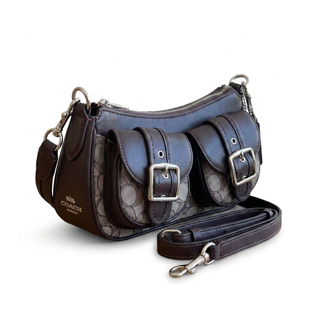Coach - Ashton Bag In Signature Denim Length 12 cm - Width 24 cm Mirorr Women C076 Coffee - 2