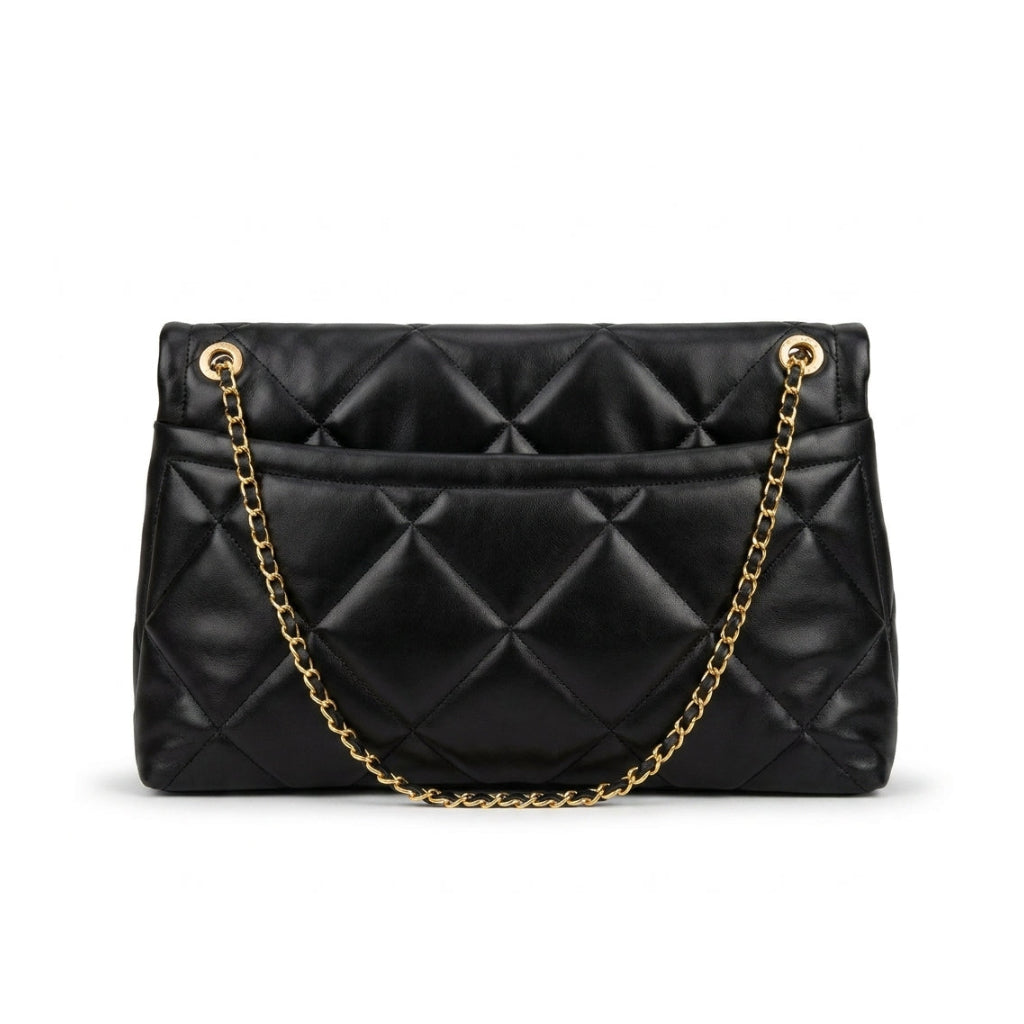 Chanel Maxi Handbag in Black Lambskin Leather Length 25 cm - Width 40 cm Mirorr Woman AP5678 Black - 3