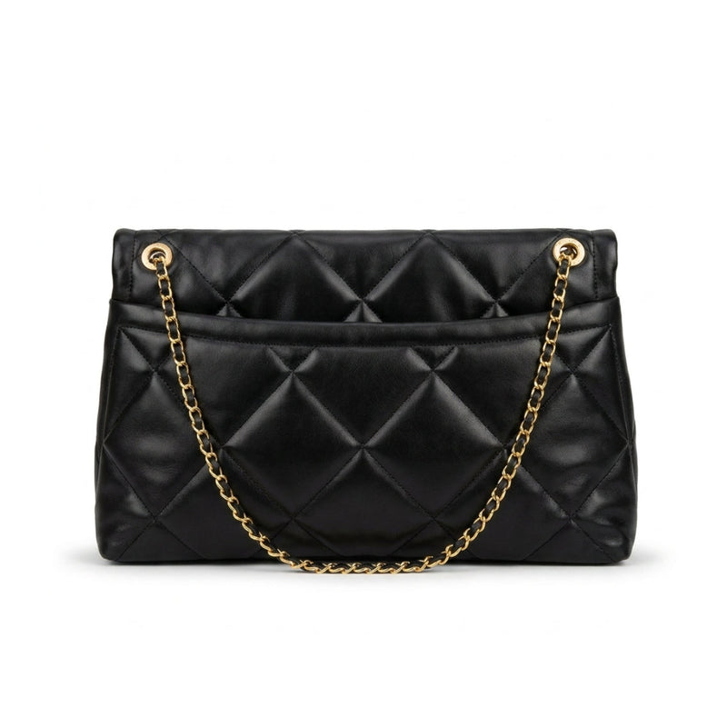 Chanel Maxi Handbag in Black Lambskin Leather Length 25 cm - Width 40 cm Mirorr Woman AP5678 Black - 3