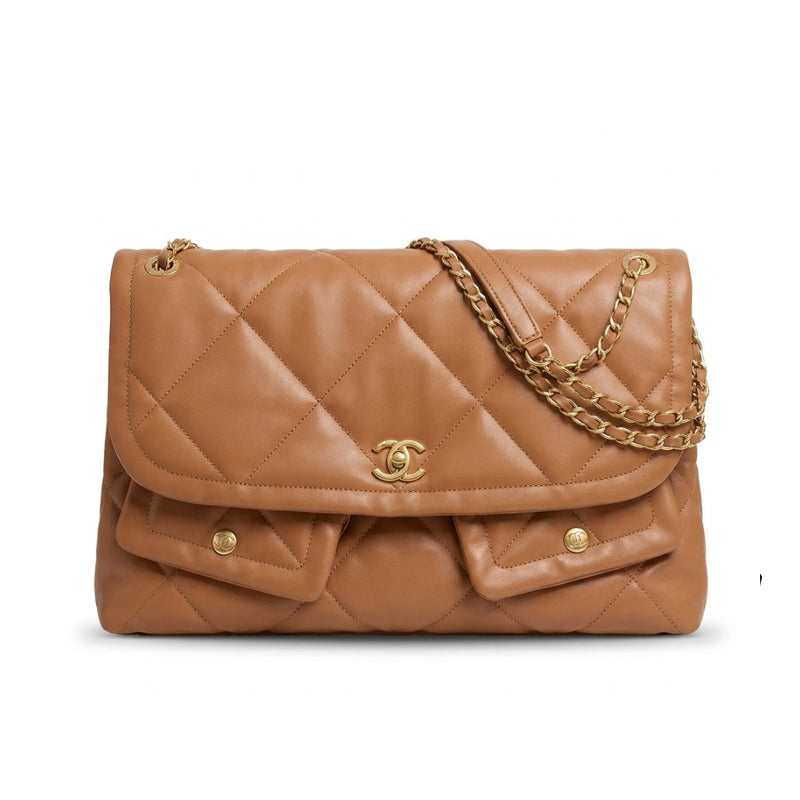 Chanel Maxi Handbag in Lambskin Leather Length 25 cm - Width 40 cm Mirorr Woman AP5678 Havan - 1