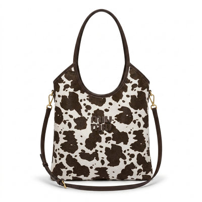 Miu Miu Ivy canvas and leather bag for Women Mirror Length 40 cm - Width 32 cm 2582 Coffee