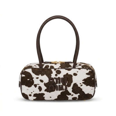 Miu Miu Beau Tartan Small Wool-Blend Top Handle Bag Length 10 cm - Width 27 cm Mirror Woman 2581 Coffee