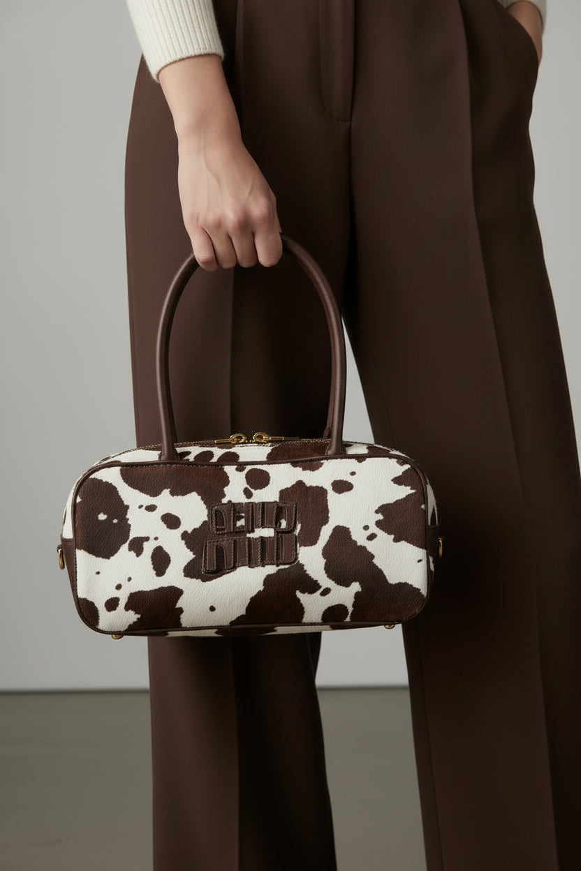 Miu Miu Beau Tartan Small Wool-Blend Top Handle Bag Length 10 cm - Width 27 cm Mirror Woman 2581 Coffee - 4