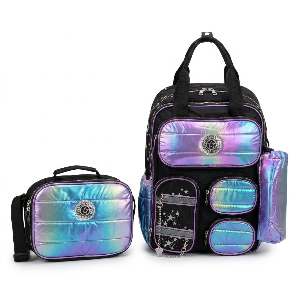 Jasminestar 3PCS Backpacks For Girls School Backpacks For Students Kids 2975 Black - 1