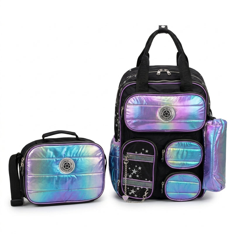 Jasminestar 3PCS Backpacks For Girls School Backpacks For Students Kids 2975 Black - 1