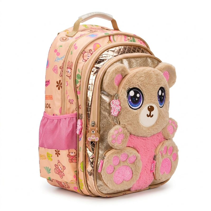 Chimola Gatito With A Bear Design Bag School Kids Size (18) 2978 Beige - 3