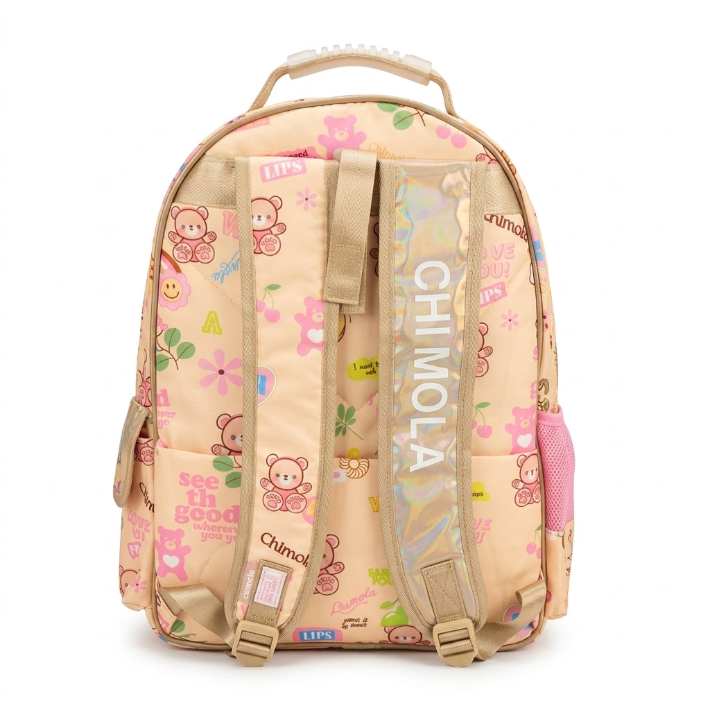 Chimola Gatito With A Bear Design Bag School Kids Size (18) 2978 Beige - 4