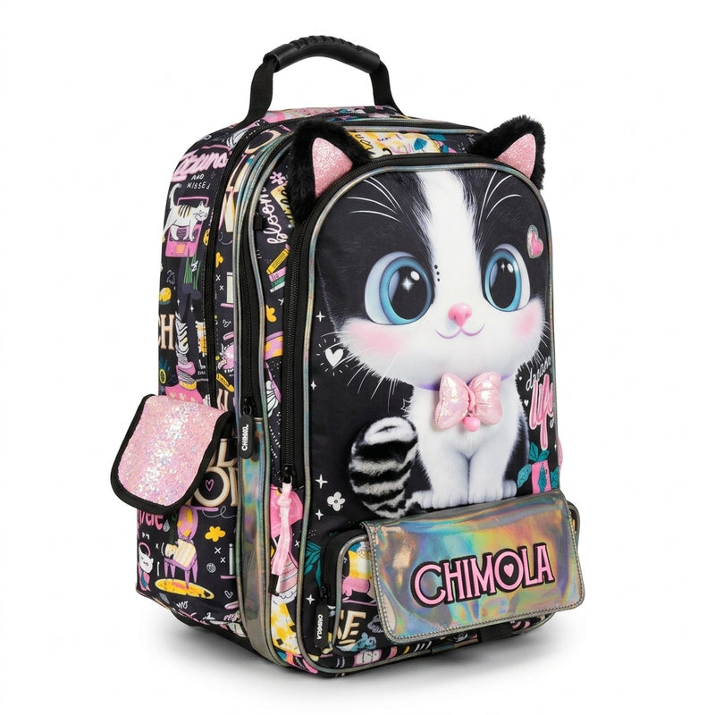 Chimola Gatito With a cat design Bag School Kids Size (18) 2978 Black - 3