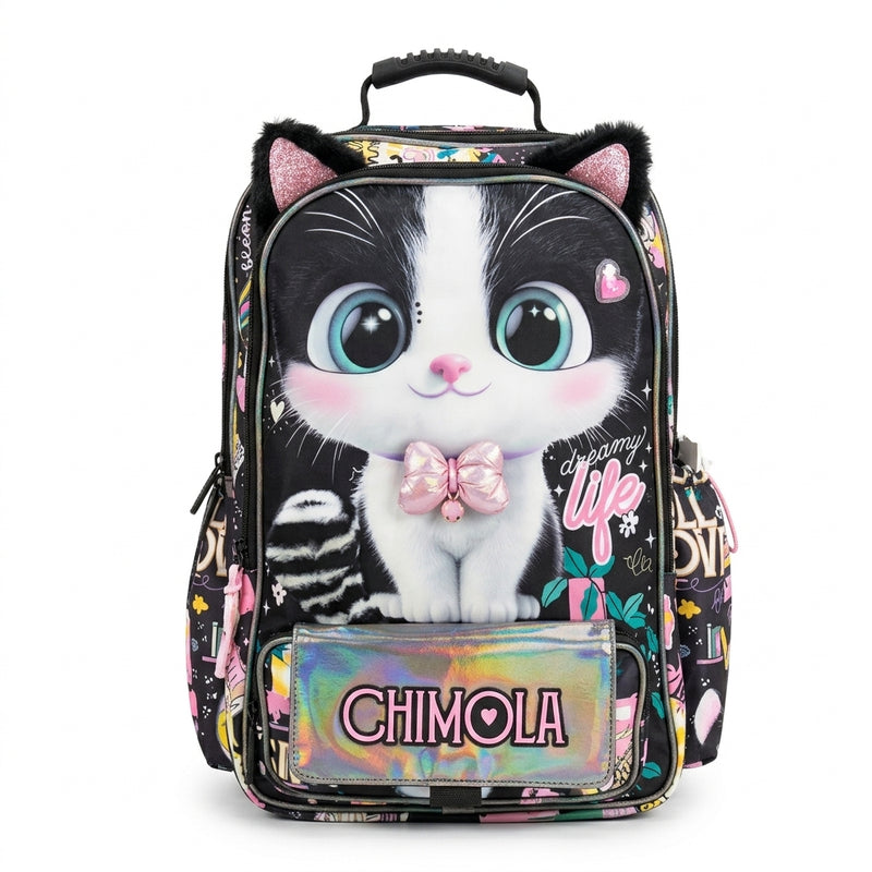 Chimola Gatito With a cat design Bag School Kids Size (18) 2978 Black - 2