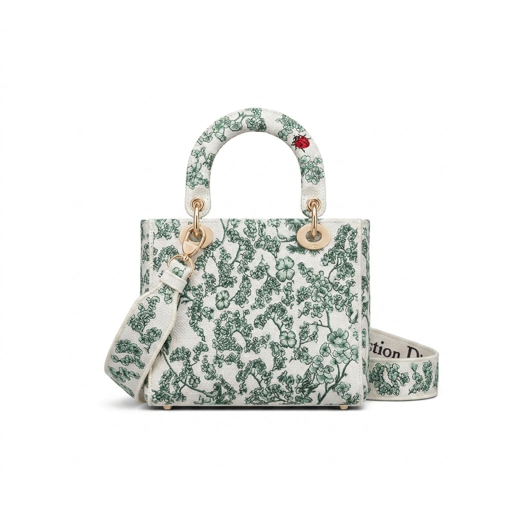 Christian Dior Lady Dior Green Toile De Jouy Clover Length 18 cm - Width 20 cm Mirror Woman 2529 White - 3