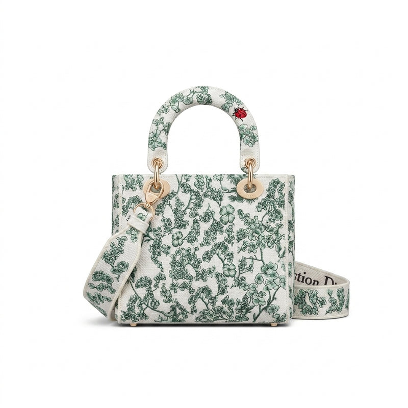 Christian Dior Lady Dior Green Toile De Jouy Clover Length 18 cm - Width 20 cm Mirror Woman 2529 White - 3