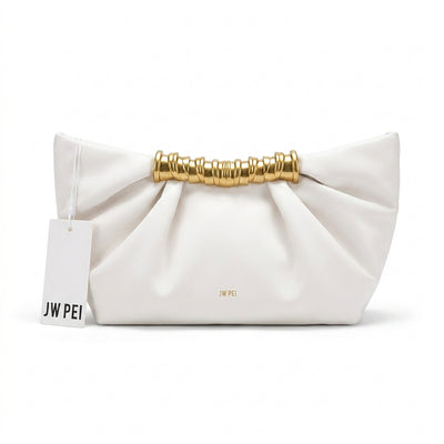 JW PEI - Leia Pleated Clutch in Vegan Leather 15 cm - Width 20 cm Mirror Woman 006 White
