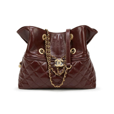Chanel Quilted Leather Drawstring Shopping Tote Bag Mirror Woman Length 25 cm - Width 30 cm AS6111 Coffee