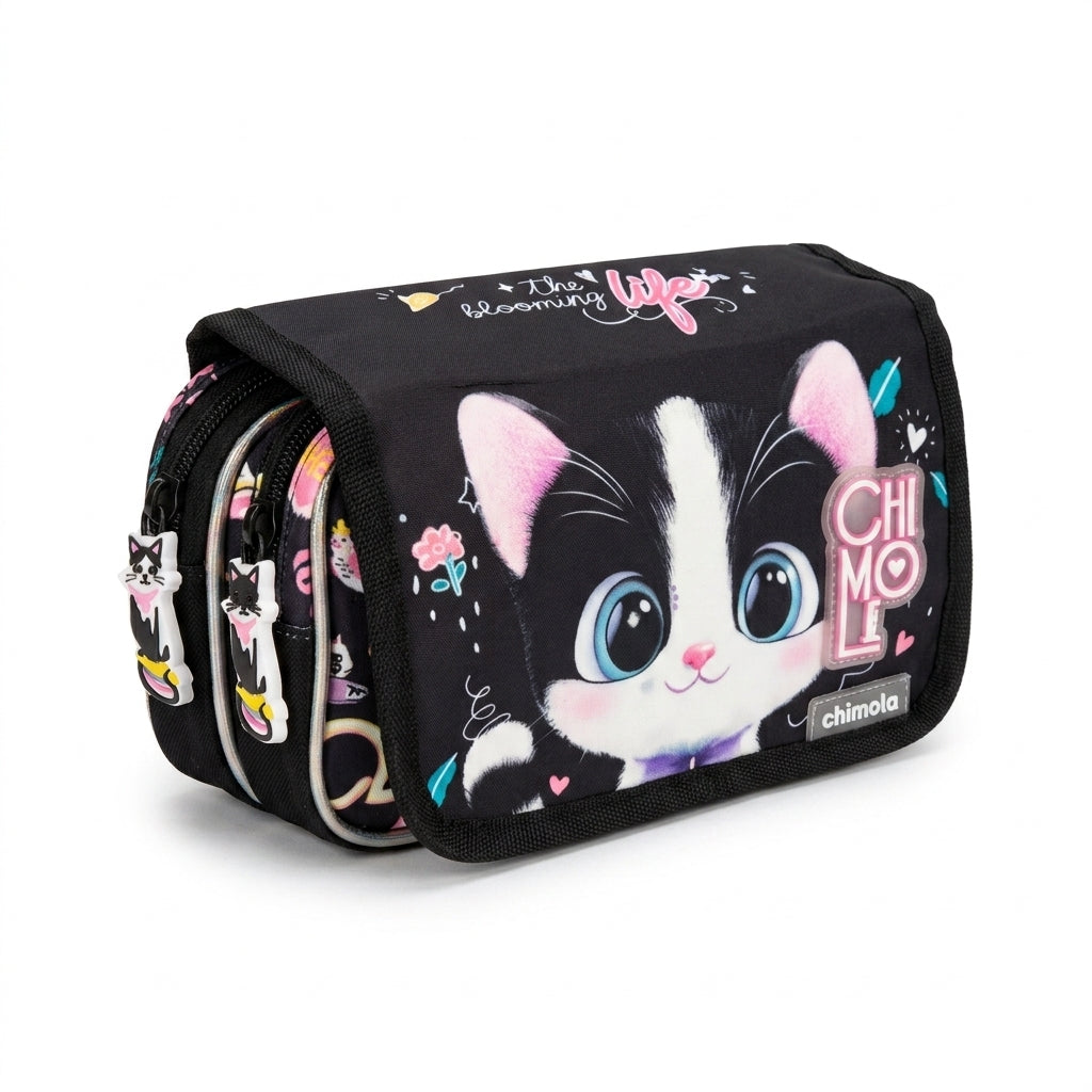 Chimola Gatito With a cat design Bag School Kids Size (18) 2978 Black - 5