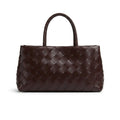 Weaved oil waxed calf leather handle shoulder tote Bag Mirror Length 23 cm - Width 42 cm Woman Y9113 Coffee - 3