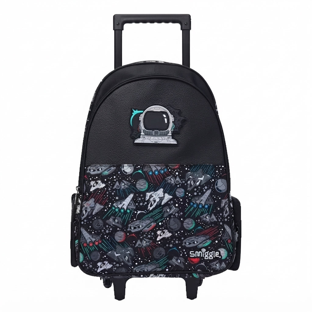Smiggle Bags Space Man Trolley Backpack with Lunch Bag School Kids 2981 Black - 2
