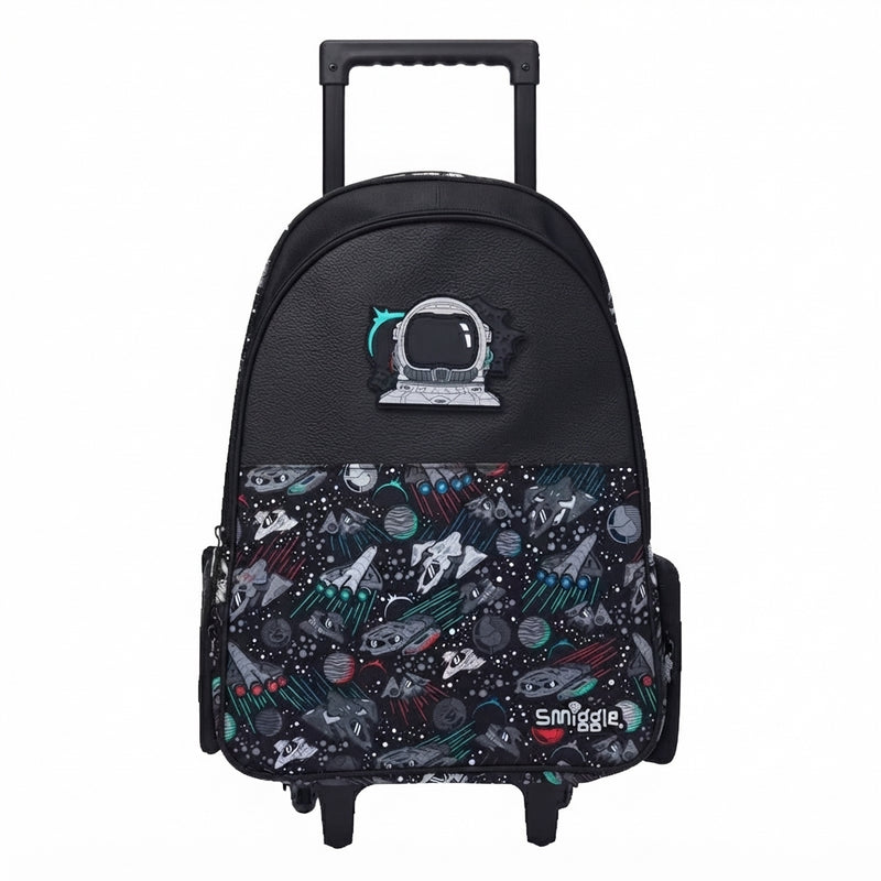 Smiggle Bags Space Man Trolley Backpack with Lunch Bag School Kids 2981 Black - 2
