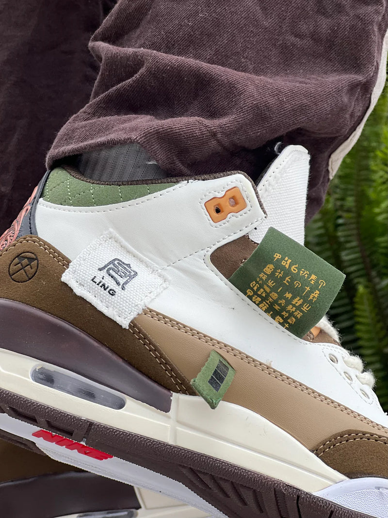 Nike Air Jordan 3 A Retro Zapatos Letras Sneakers Man 3386 Beige&Brown - 4