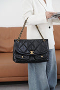 Chanel Maxi Handbag in Black Lambskin Leather Length 25 cm - Width 40 cm Mirorr Woman AP5678 Black - 5