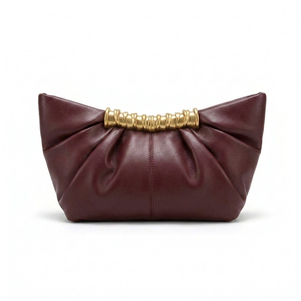 JW PEI - Leia Pleated Clutch in Vegan Leather 15 cm - Width 20 cm Mirror Woman 006 Burgundy - 3