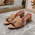 Loro Piana Suede Summer Charms Slide Sandals Woman VR-8 Havan - 5