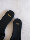 Fendi Baguette Cuoio Romano leather Signature Logo Slide Sandal Woman 1892-1 Black - 6