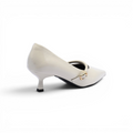 Pointed Toe Ladies Buckle Stiletto Heels Fashion PU Leather Woman 25258 Beige - 2