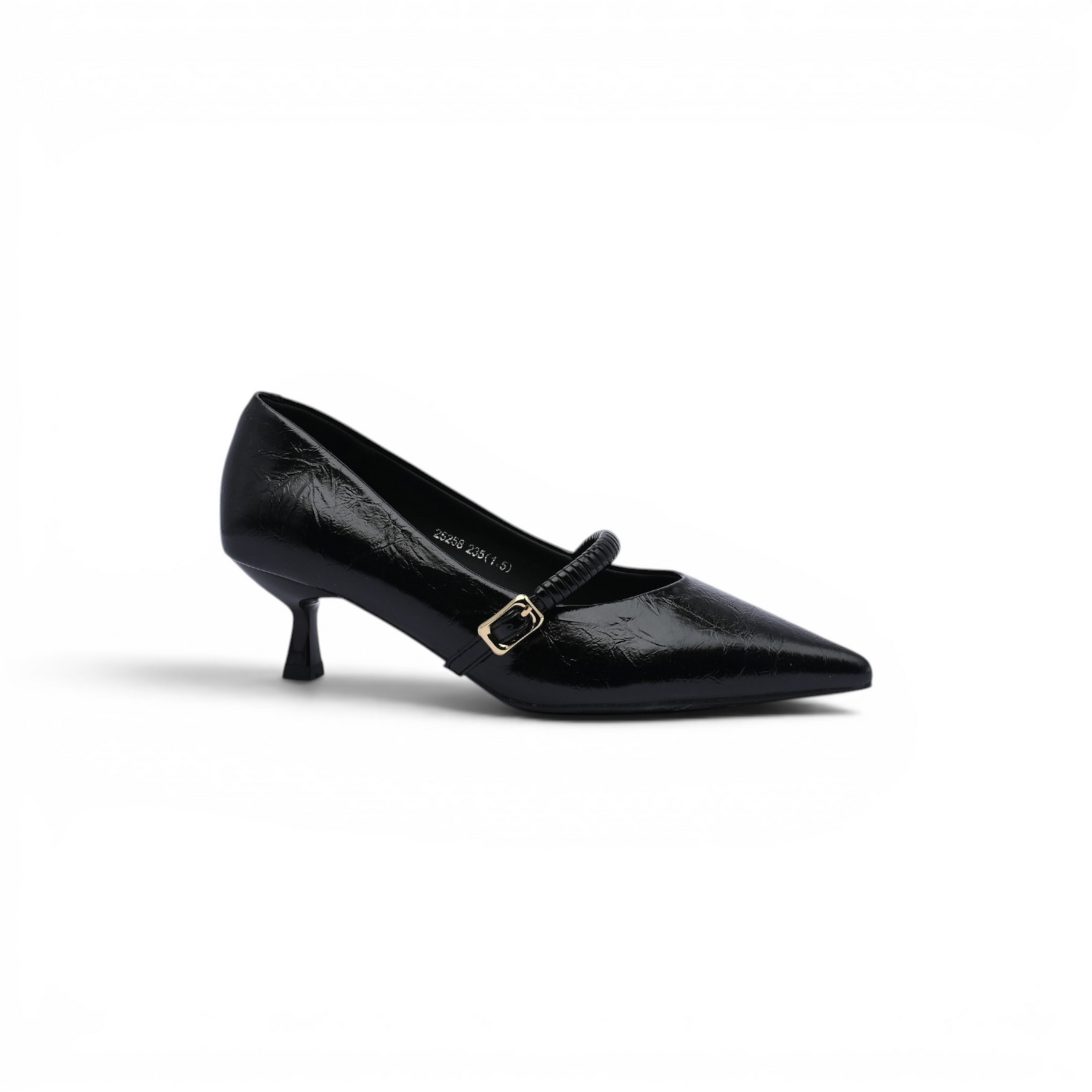 Pointed Toe Ladies Buckle Stiletto Heels Fashion PU Leather Woman 25258 Black - 1