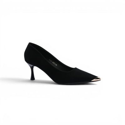 Pointed Stiletto Heel Shoes In Faux Suede Woman 25267 Black