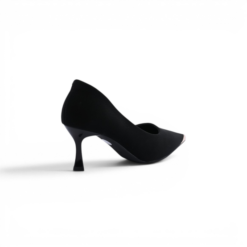 Pointed Stiletto Heel Shoes In Faux Suede Woman 25267 Black - 2