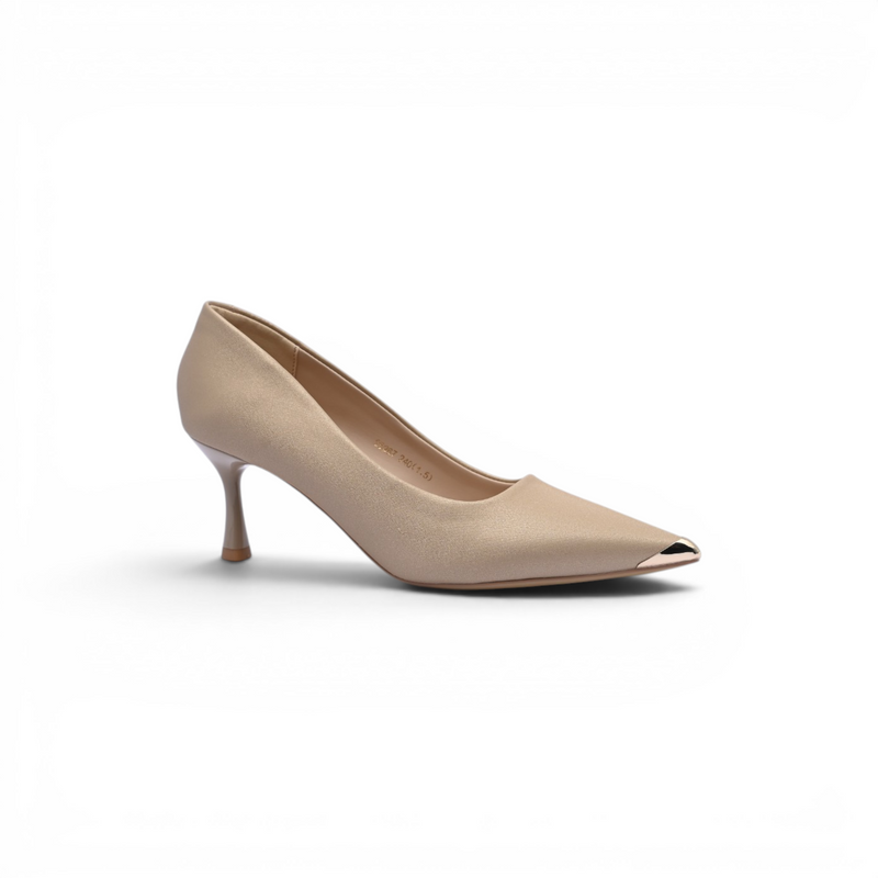 Pointed Stiletto Heel Shoes In Faux Suede Woman 25267 Beige - 1
