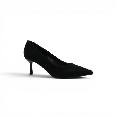 Pointed Stiletto Heel Shoes In Faux Suede Woman 25269 Black