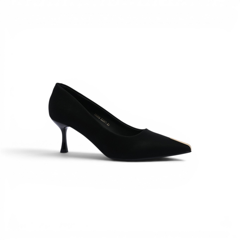 Pointed Stiletto Heel Shoes In Faux Suede Woman 25269 Black - 1