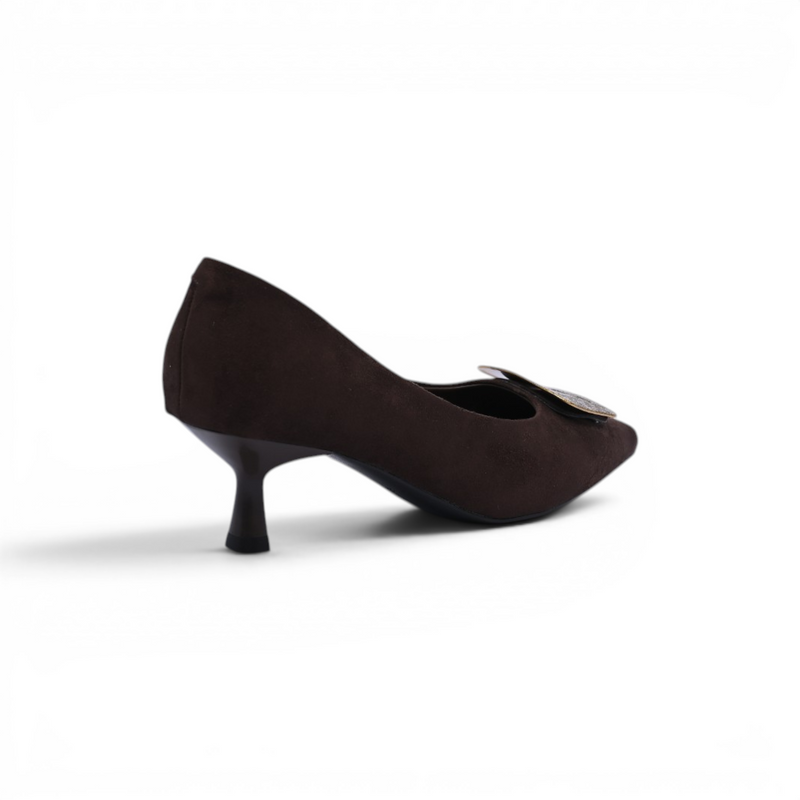 Pointed Stiletto Heel Shoes In Faux Suede Woman 25322 Coffee - 2