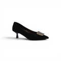 Pointed Stiletto Heel Shoes In Faux Suede Woman 25322 Black - 1
