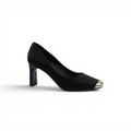 Fashion Women High Heels Square Toe Shoes 0759-6 Black - 1
