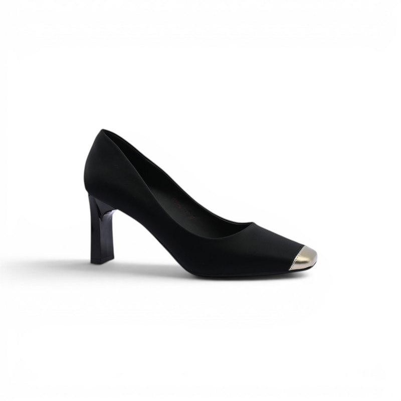 Fashion Women High Heels Square Toe Shoes 0759-6 Black - 1