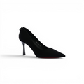 Pointed Stiletto Heel Shoes In Faux Suede Woman 25272 Black - 1